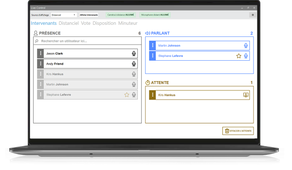 Live Control onglet du intervenants